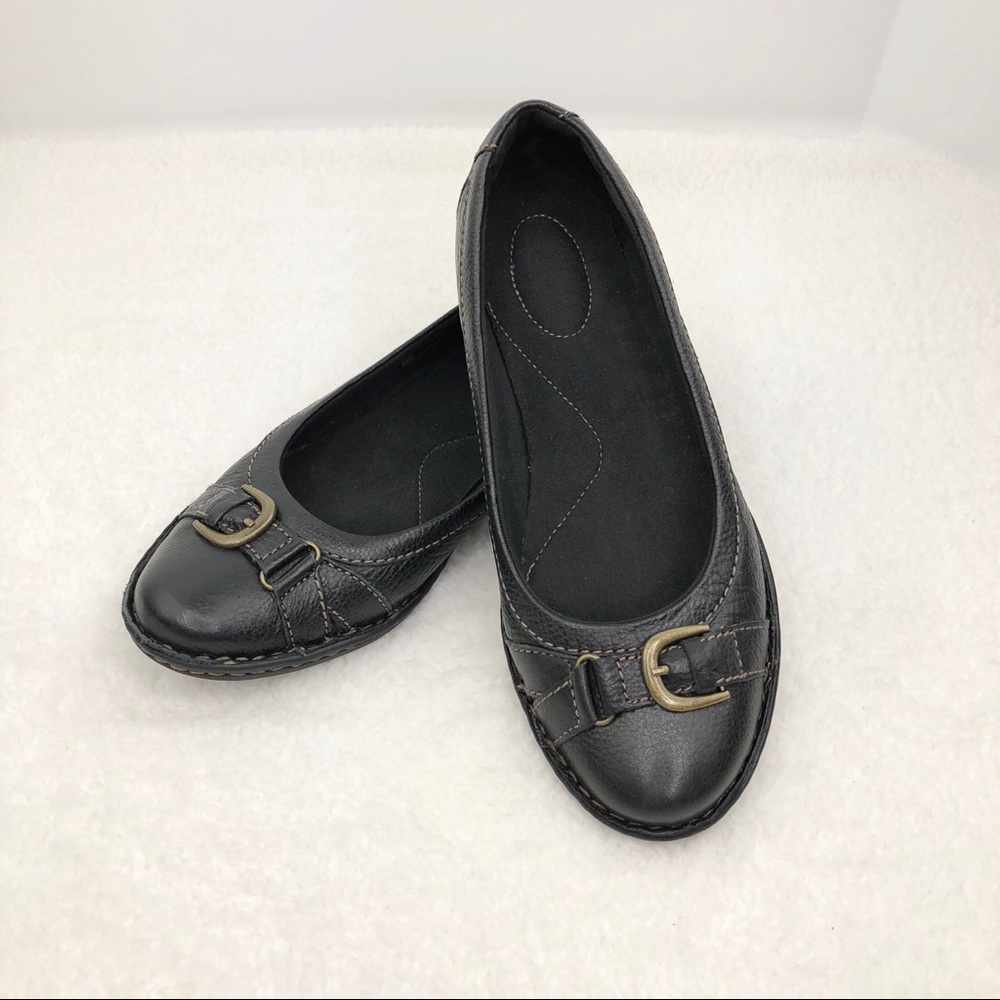 Clark’s Recent Bengal Black Leather Flats 8.5 M